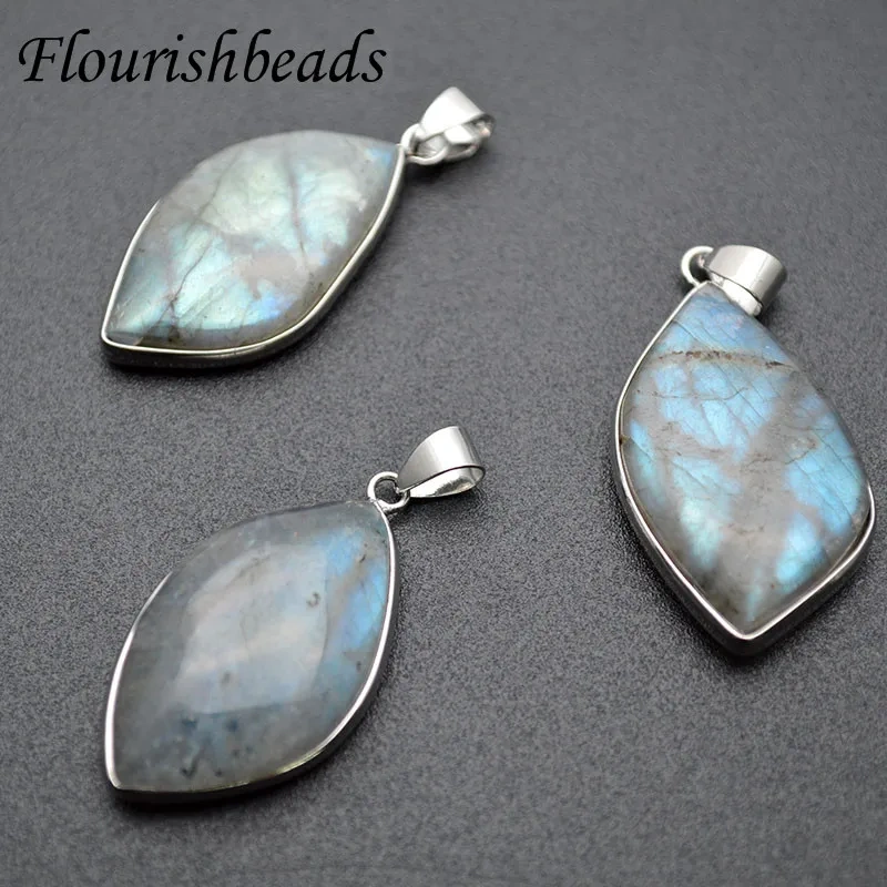 Natural Irregular Crystal Labradorite Pendant  Healing Stone Meditation Pendants for DIY Jewelry Necklace 5pcs/lot