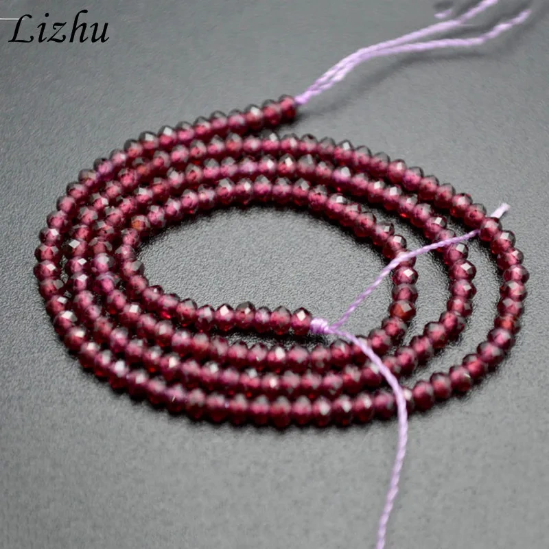 3mm Diamond Cutting Natural Garnet Faceted Stone Round Loose Beads for DIY Jewelry Necklace