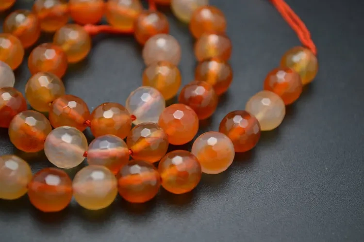 Natural Faceted Red Carnelian Agate Stone Round Loose Beads DIY Jewelry making materials 4mm 6mm 8mm 10mm 12mm