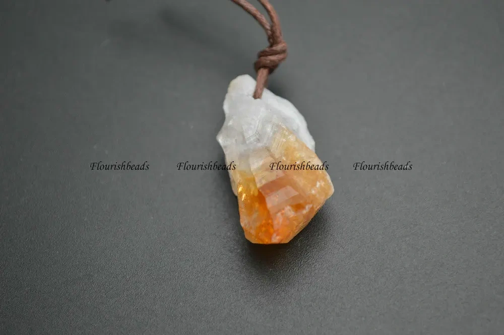 Small size Natural Roguh Citrine Mineral Quartz Stone Charm Pendants 10pc per lot