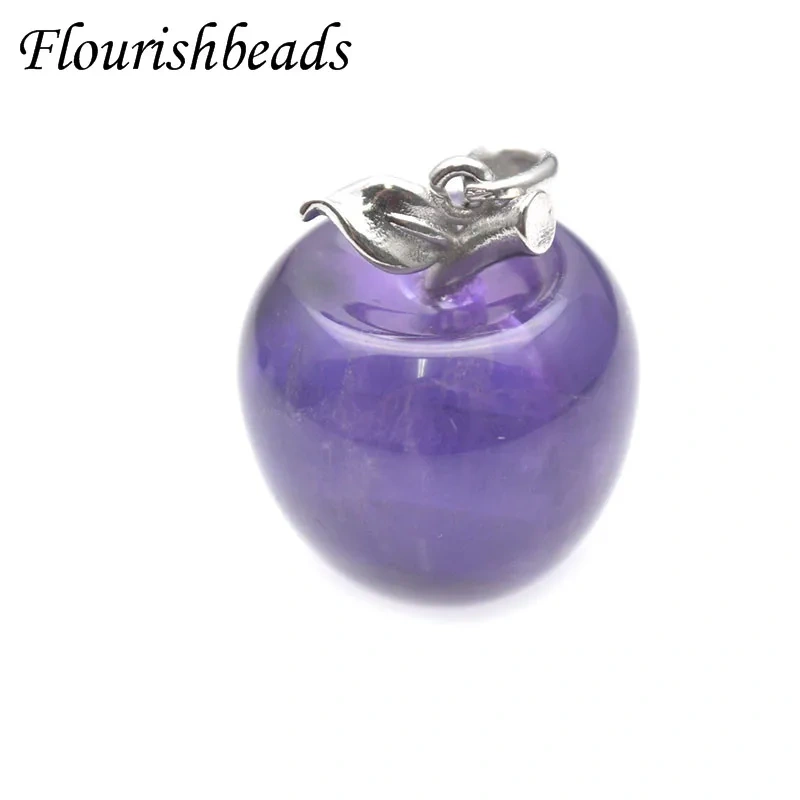 16x20mm Cute Apple Natural Stone Pendant Crystal Amethysts Aventurine Pendants for DIY Jewelry Making 5pcs/lot