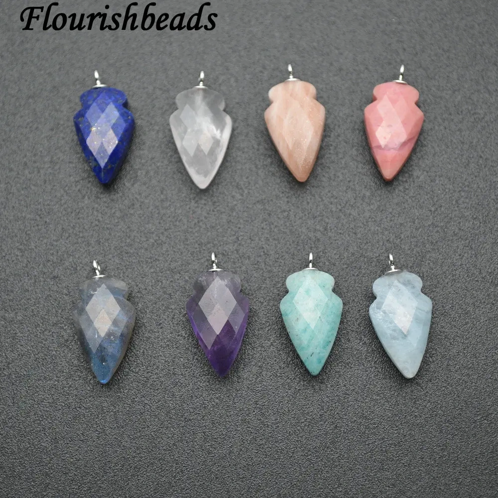 9x15mm Small Size Cute Arrow Shape Faceted Natural Stone Pendant ( Lapis / Crystal / Amethyst / Amazonite / Aquamarine  Etc)