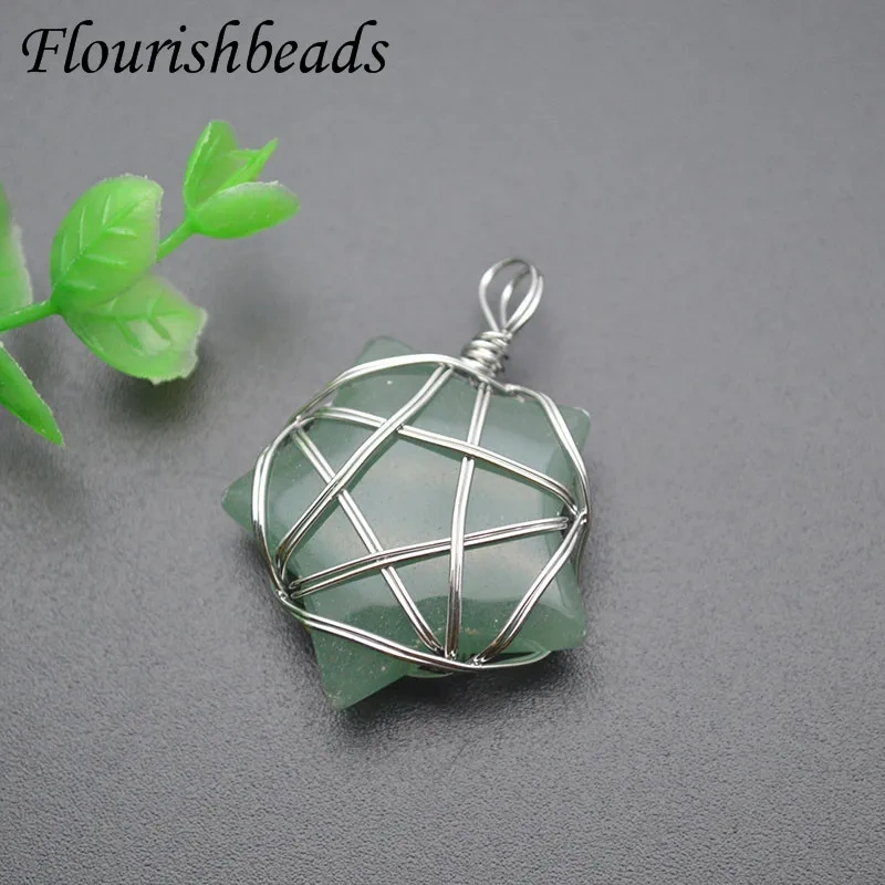 Good Quality Natural Stone Star Charms Energy Pendants Crystal Quartz  for Diy Jewelry Accessories Making 5pcs/lot