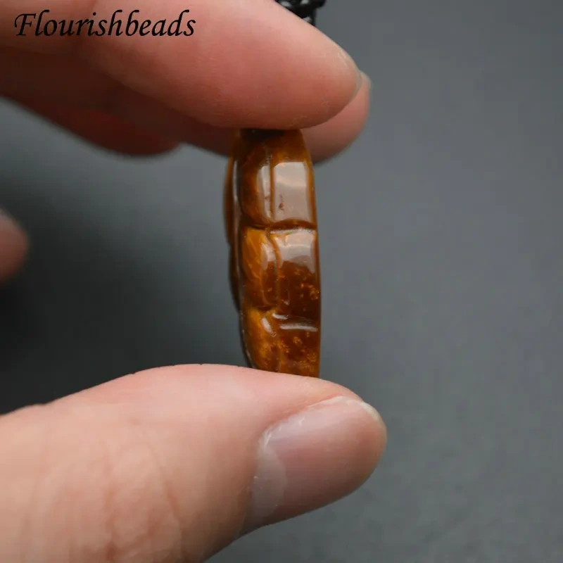 Unique Design Natural Tiger Eye Gemstone Leaf Shape Pendants Necklace Adjustable Cord Jewelry Party Gift