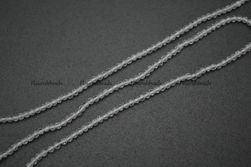 Wholesale Faceted 2mm Natural Crystal Quartz Diamond Cutting Stone Round Loose Beads