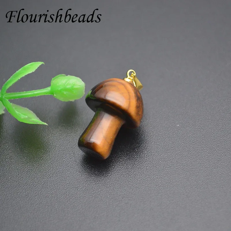 10pcs/lot Mix Natural Stone Quartz Crystal Amethyst Agates Mushroom Shape Pendant for DIY Jewelry Making Accessories