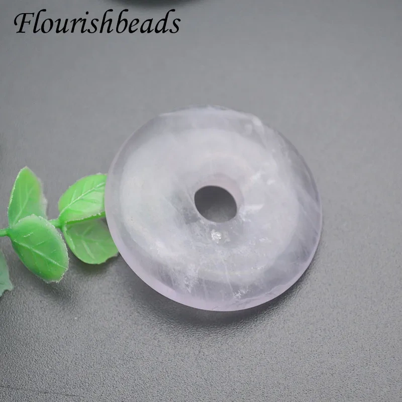 Big Size 40-50mm Natural Stone Round Crystal Agate Quartz Stone Exquisite Donut Pendant for Necklace  Jewelry Making