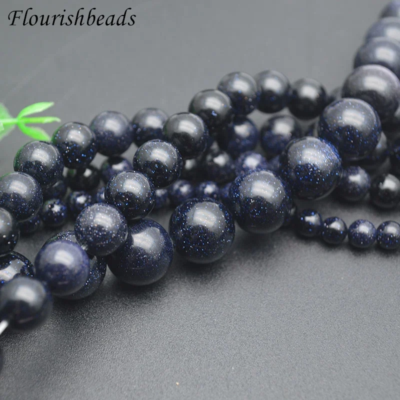 Wholesale Price High Quality Natural Blue Sandstone Round Loose Beads 4-14mm Pick Size for DIY Jewelry Making