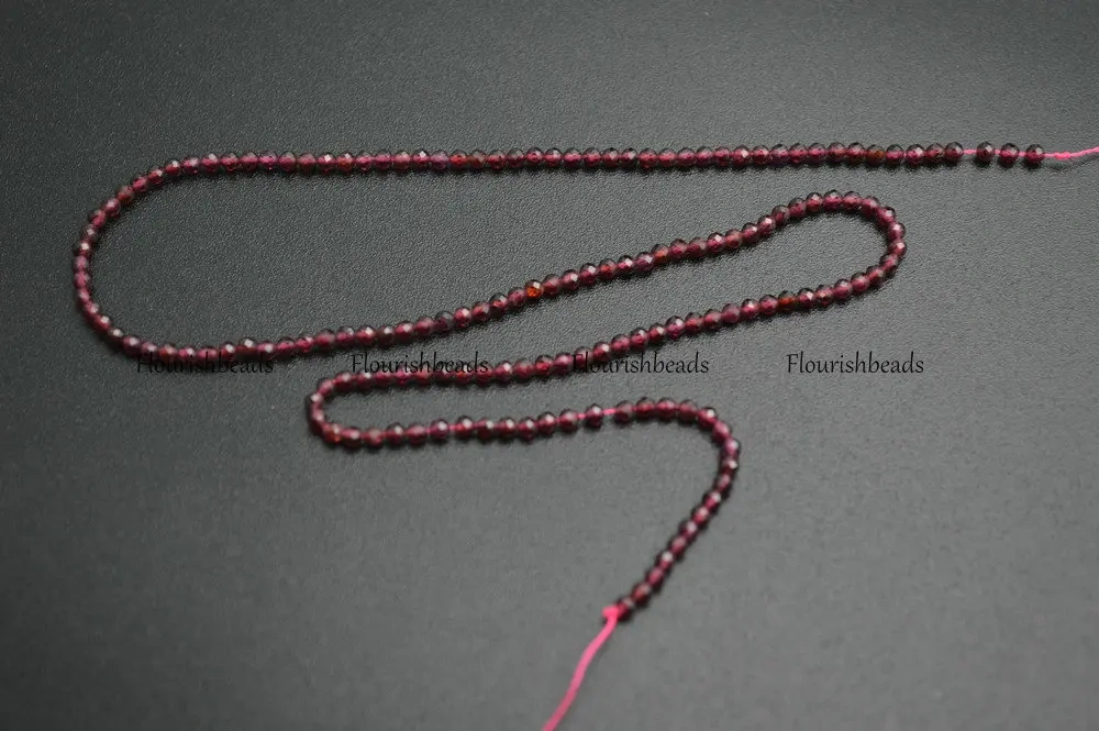 2mm Diamond Cutting Faceted Natural Garnet Stone Round Loose Beads