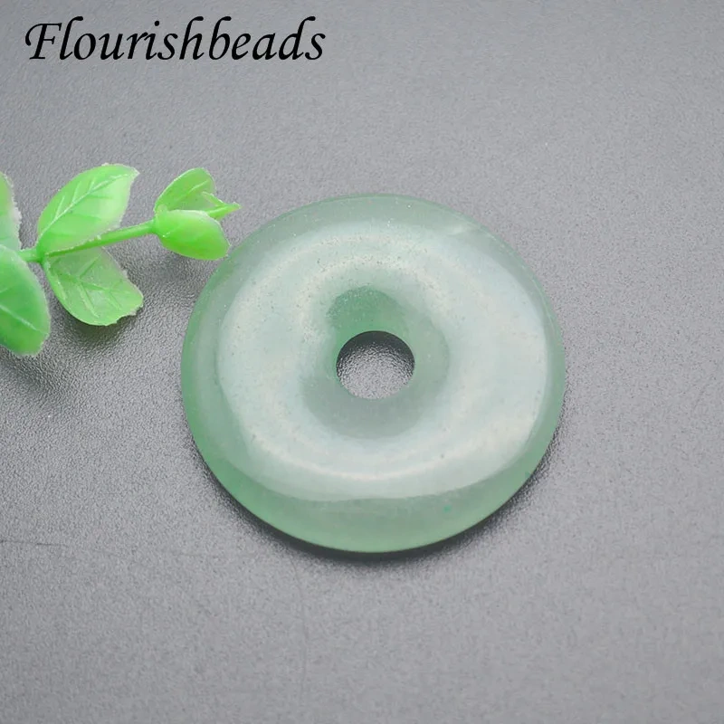 Big Size 40-50mm Natural Stone Round Crystal Agate Quartz Stone Exquisite Donut Pendant for Necklace  Jewelry Making