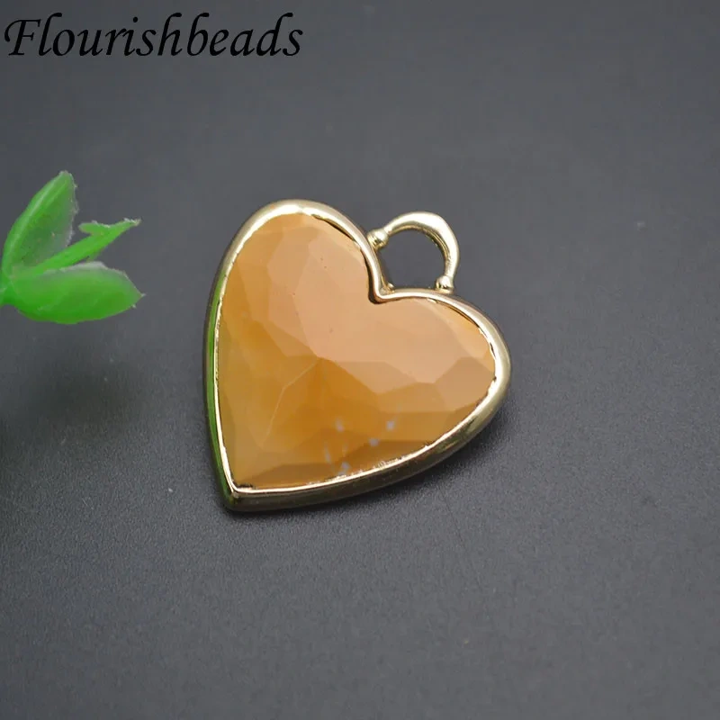 Gold Plated Natural Rose Quartz Amethyst Crystal Heart Shape Pendant Reiki Forever Love Charms Fashion Jewelry