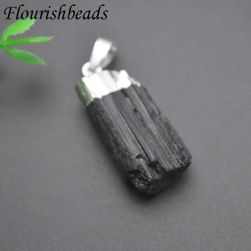 Wholesale 5pcs/lot  Irregular Raw Black Tourmaline Rough Pendant Necklace for Woman and Man Gift Fashion Jewelry