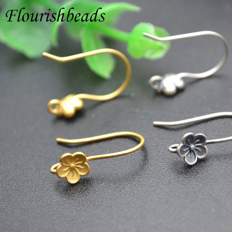 10pc S925 Silver Gold Gold Antique Silver Flower Earring Hooks Clasps Findings Earring Wires For Jewelry Making Supplies DIY