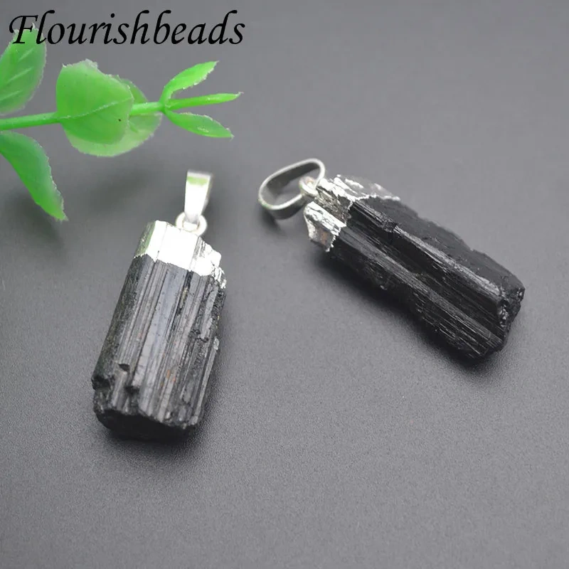 Wholesale 5pcs/lot  Irregular Raw Black Tourmaline Rough Pendant Necklace for Woman and Man Gift Fashion Jewelry