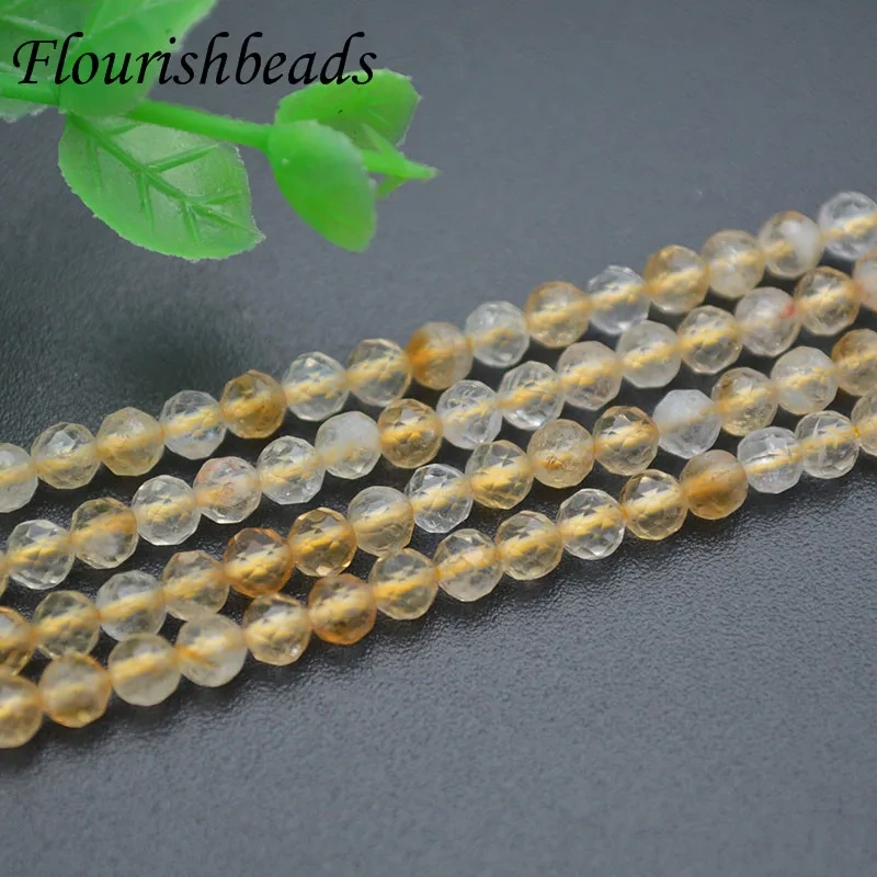 High Quality Natural Citrine Small Faceted Round Beads 4mm Loose Spacer Bead for Jewelry Making DIY Bracelet Necklace