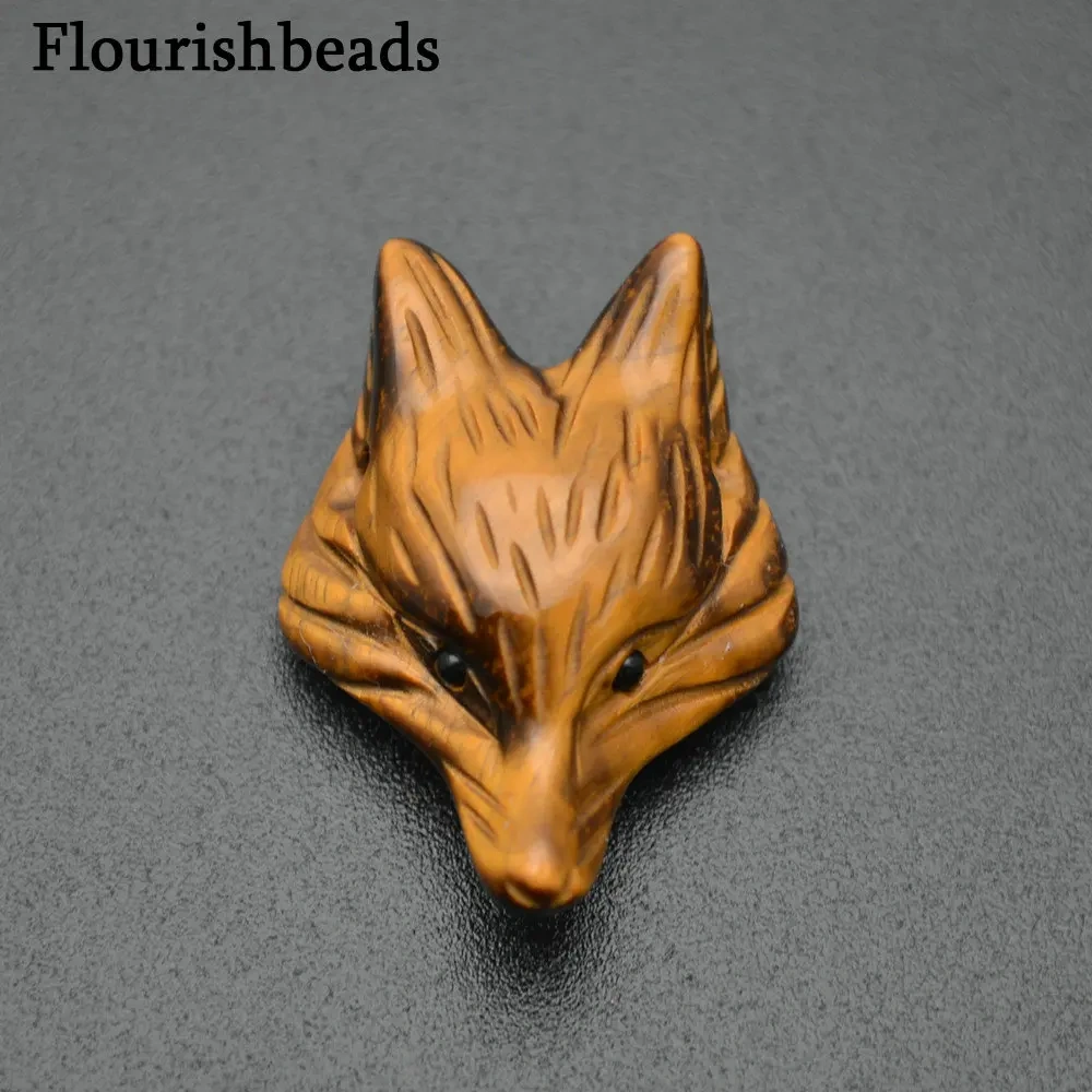 Natural Yellow Tiger Eye Stone Carved Fox Pendant Fit Necklace Making Increase Luck with The Opposite Sex Jewelry