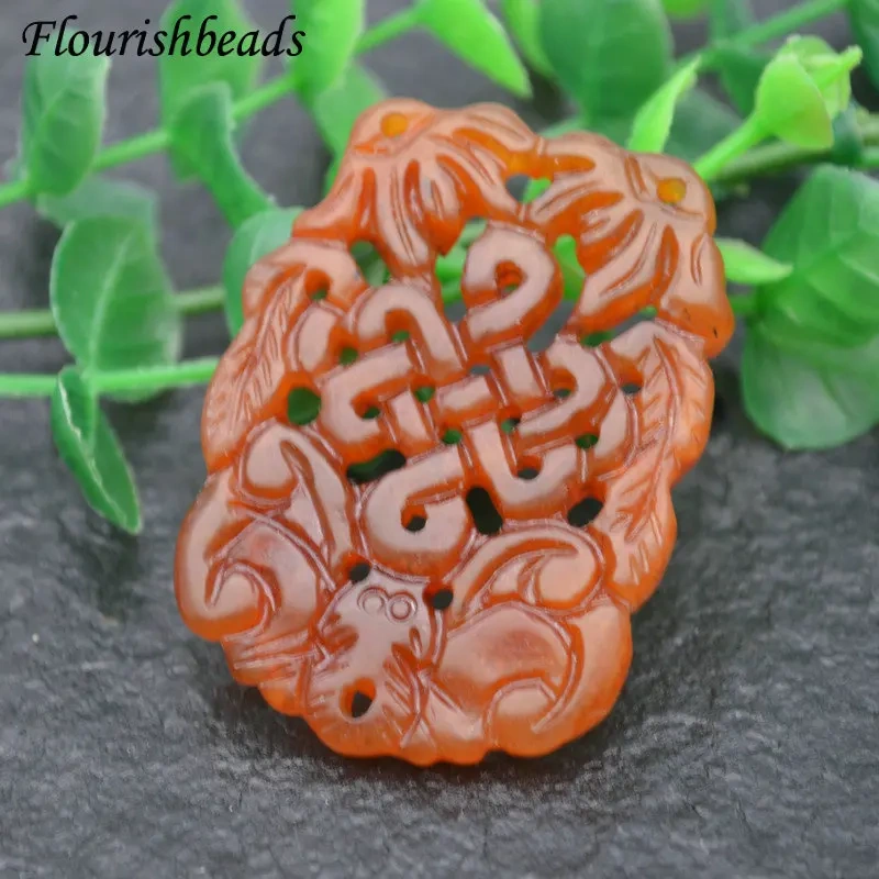 Various Shape Natural Antique Hsiuyen Jade Carved Antique Chinese Dragon Double Fish Chinese Knot  Lucky Wealth Pendant