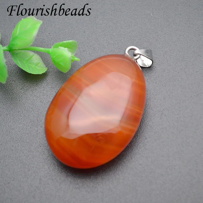 Wholesale Multi Color Natural Onyx Agate Crystal Oval Pendant Smooth Drop Shape Charms for DIY Necklaces Making