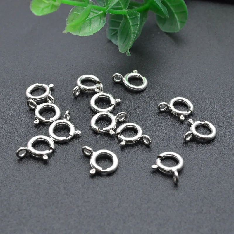 30pc/ Lot S925 Silver Round Claw Spring Rings Clasps Hooks 8mm 10mm for Necklace Bracelet Connectors DIY Jewelry Making Supplies