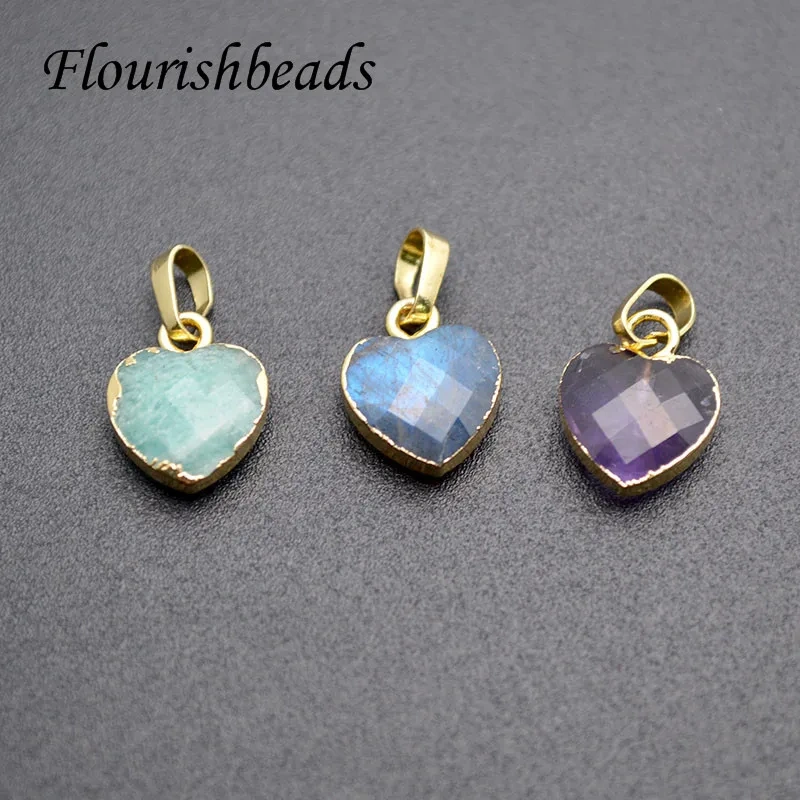 Fashion Heart Necklaces Metal Link Chain Labradorite Amethyst Pendant Choker Gemstone Necklace Good Quality Jewelry Gift