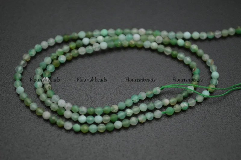 Faceted Natural Green Australia Jade Diamond Cutting 2mm Stone Round Loose Beads