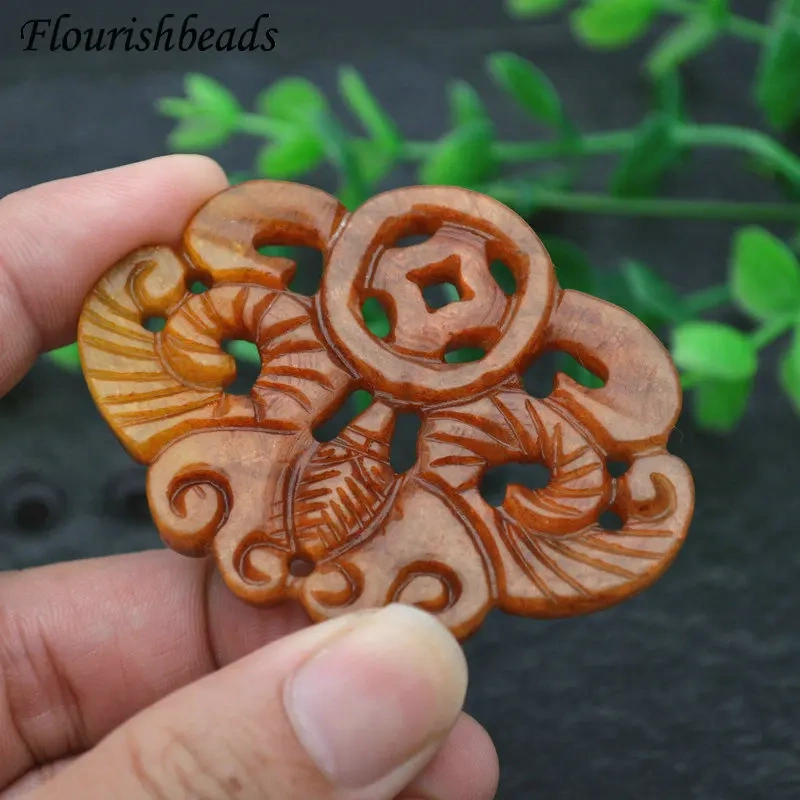 Various Shape Natural Antique Hsiuyen Jade Carved Antique Chinese Dragon Double Fish Chinese Knot  Lucky Wealth Pendant