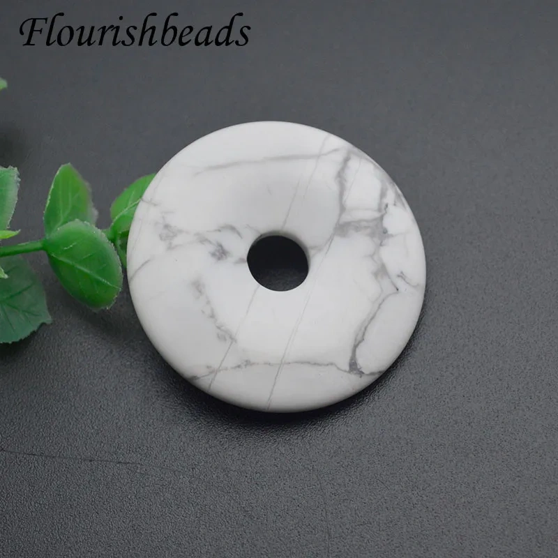 Big Size 40-50mm Natural Stone Round Crystal Agate Quartz Stone Exquisite Donut Pendant for Necklace  Jewelry Making