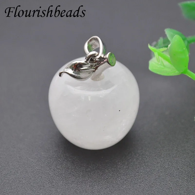16x20mm Cute Apple Natural Stone Pendant Crystal Amethysts Aventurine Pendants for DIY Jewelry Making 5pcs/lot