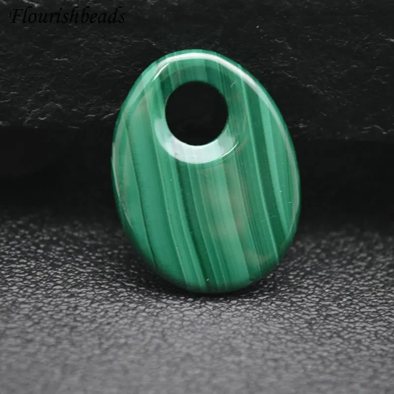 25x33mm Natural Malachite Gemstone Big Hole Oval Egg Shape Pendants Necklace Materials Classic Jewelry Party Gift DIY Stuff