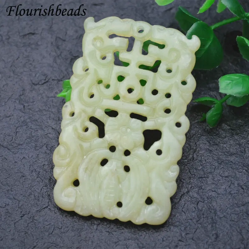 Various Shape Natural Antique Hsiuyen Jade Carved Antique Chinese Dragon Double Fish Chinese Knot  Lucky Wealth Pendant