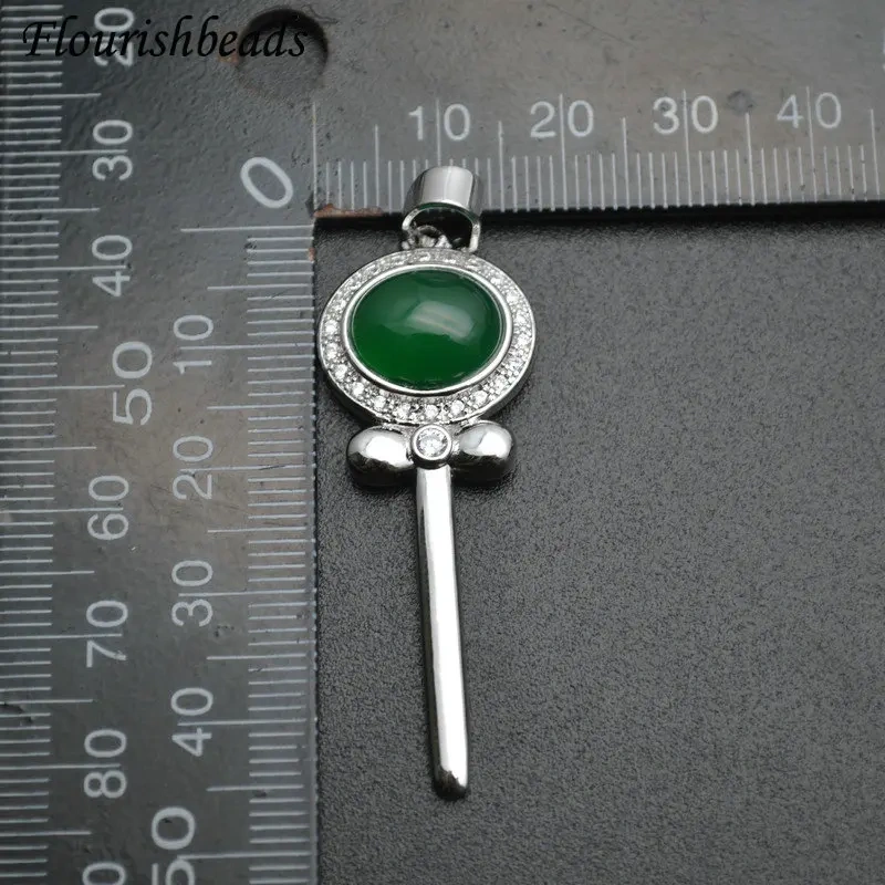 Key Shape Fine Jewelry Natural Gemstone Peridot Pendant Making Supplies for DIY Necklace Fashion Women Accessories Craft Stuff