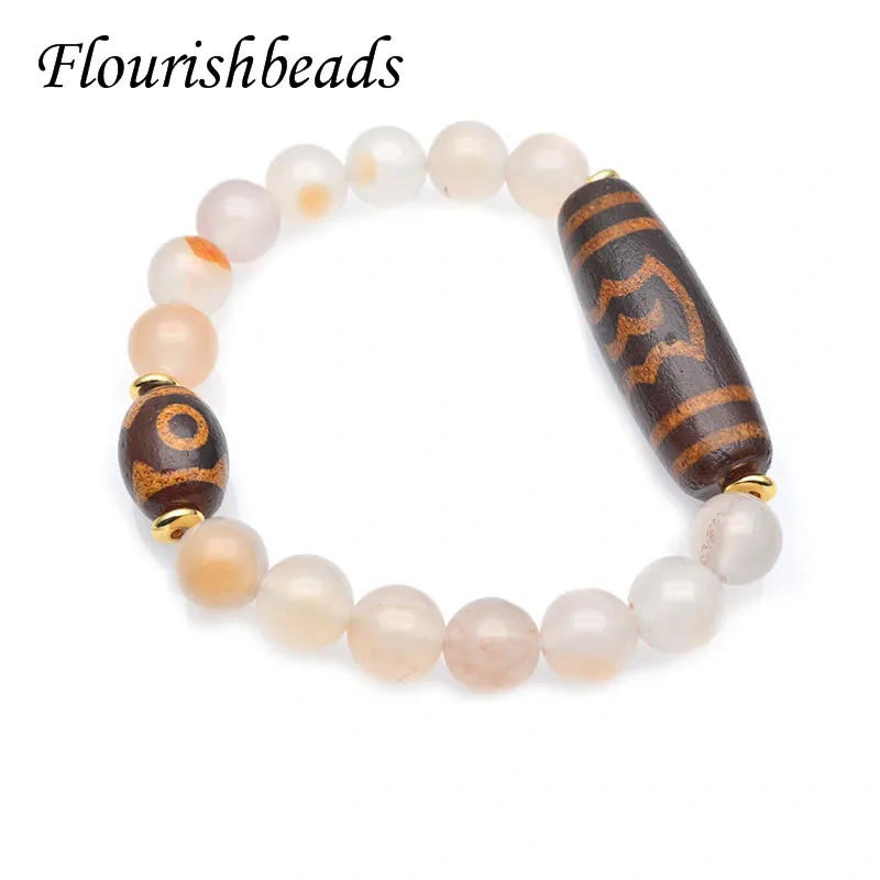 Tibetan Dzi Agates Stone Bracelet Charm Bracelet for Women Men Healing Jewelry Making