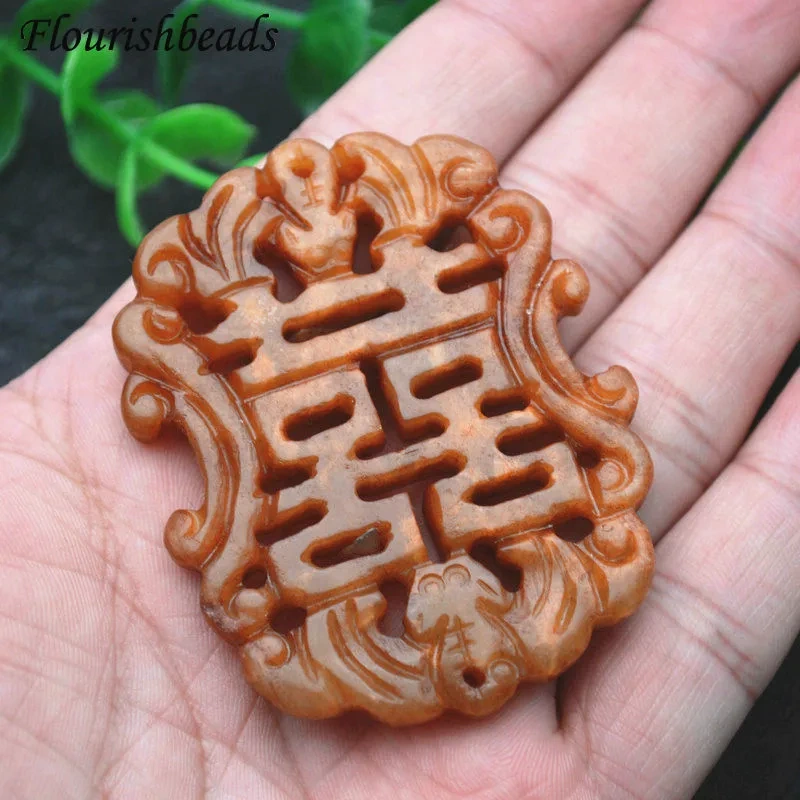 Various Shape Natural Antique Hsiuyen Jade Carved Antique Chinese Dragon Double Fish Chinese Knot  Lucky Wealth Pendant