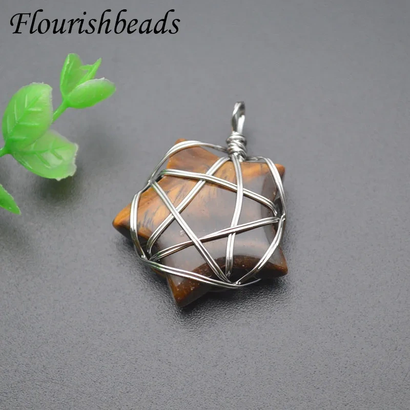 Good Quality Natural Stone Star Charms Energy Pendants Crystal Quartz  for Diy Jewelry Accessories Making 5pcs/lot