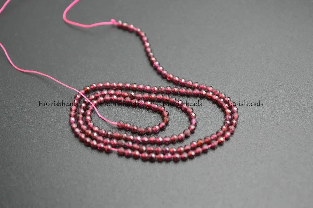 2mm Diamond Cutting Faceted Natural Garnet Stone Round Loose Beads