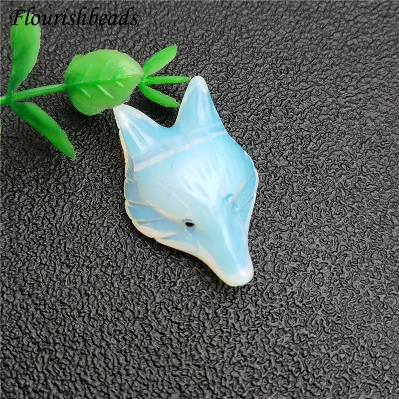 Natural Opal Stone Carved Fox Pendant Fit Necklace Making Increase Luck with The Opposite Sex Jewelry