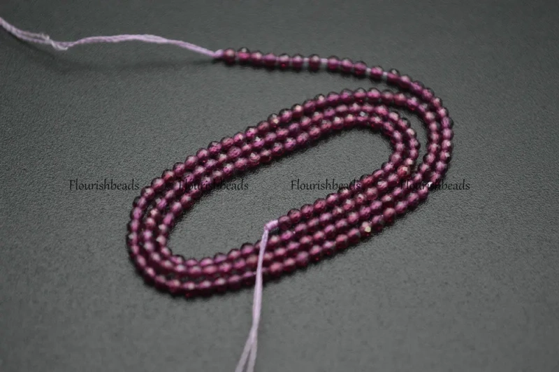 Wholesale Faceted 2mm Natural Purple Garnet Diamond Cutting Stone Round Loose Beads