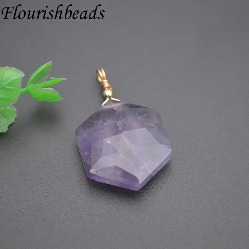 Natural Gemstone Faceted Star Shape Pendant Amethyst Lapis Crystal Green Aventurine Charms DIY Healing Meditation Jewelry Gifts