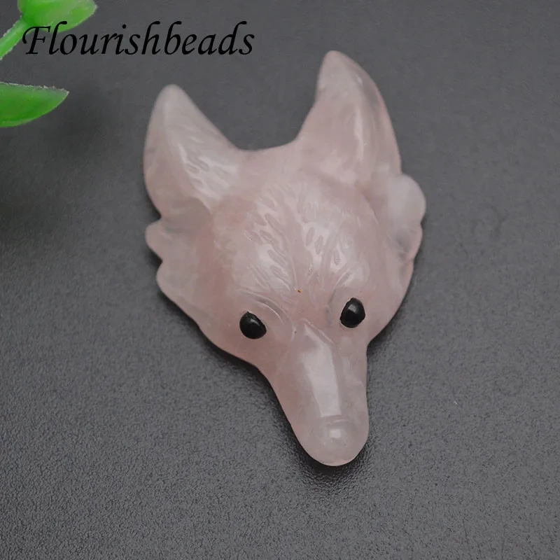Various Natural Stone Carving Wolf Head Pendant for Healing Energy Yoga DIY Jewelry Necklace Pendant for Men Women