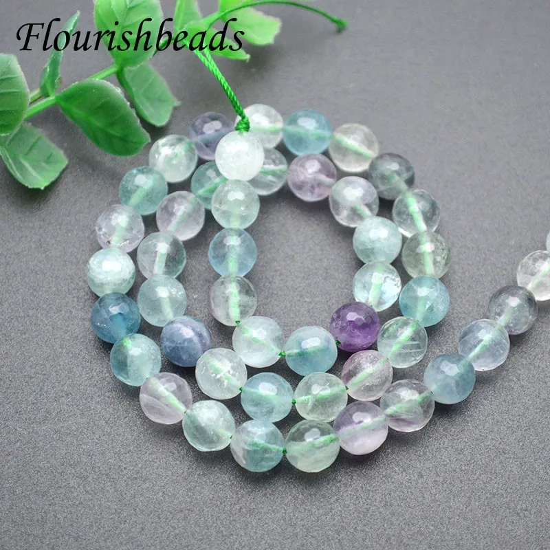 8mm Bead Natural Stone Mix Fluorite Faceted Round Loose Beads DIY Necklace Bracelet for Jewelry Making