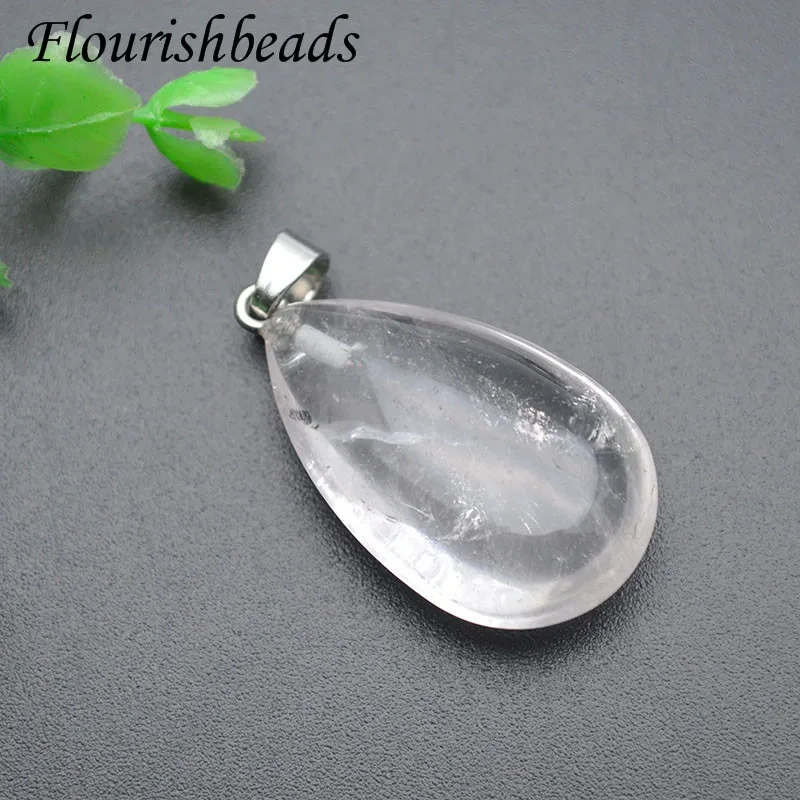 Wholesale Multi Color Natural Onyx Agate Crystal Oval Pendant Smooth Drop Shape Charms for DIY Necklaces Making