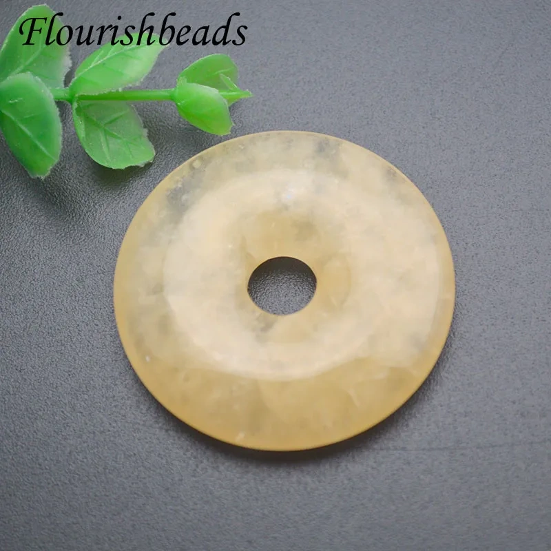 Big Size 40-50mm Natural Stone Round Crystal Agate Quartz Stone Exquisite Donut Pendant for Necklace  Jewelry Making