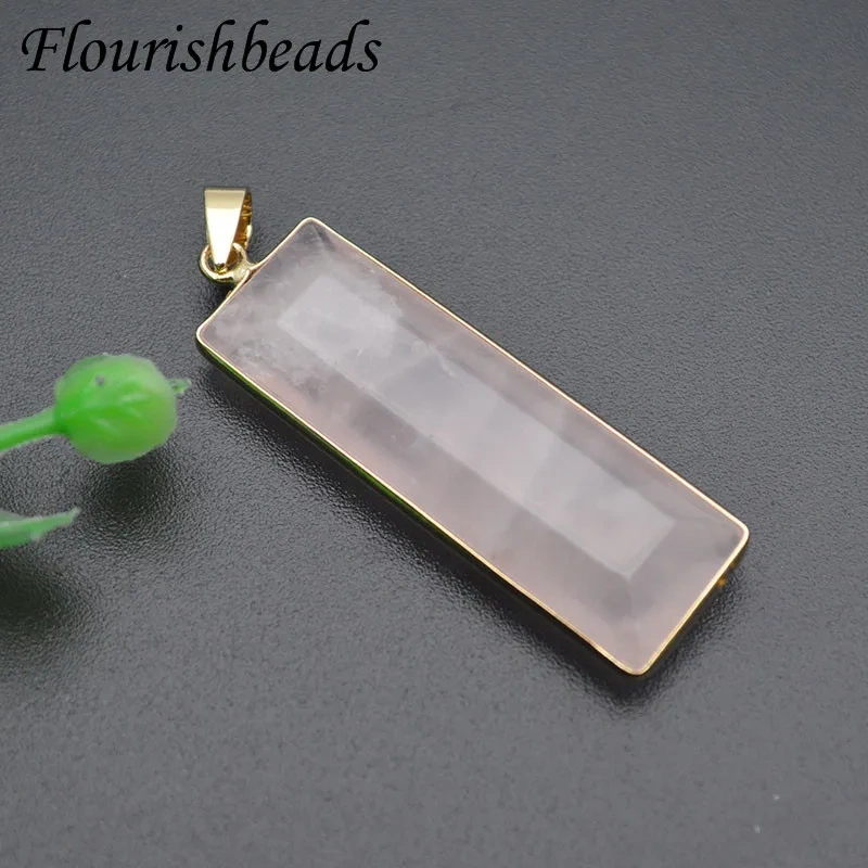Natural Stone Stone Quartz Pendants Necklace Rectangle Tiger Eye Amethyst Charms for Jewelry DIY Gift 5pcs/lot