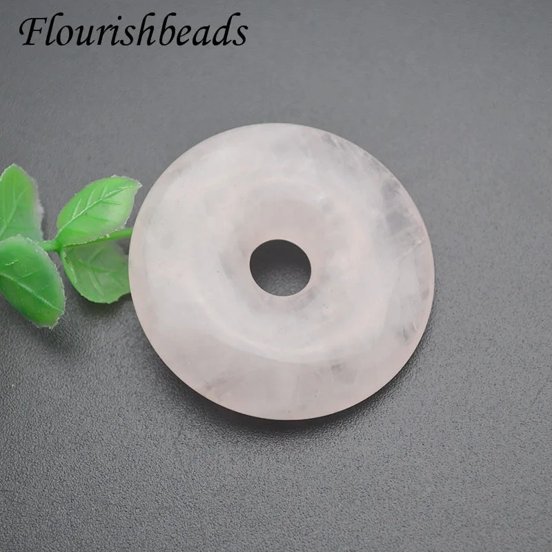 Big Size 40-50mm Natural Stone Round Crystal Agate Quartz Stone Exquisite Donut Pendant for Necklace  Jewelry Making