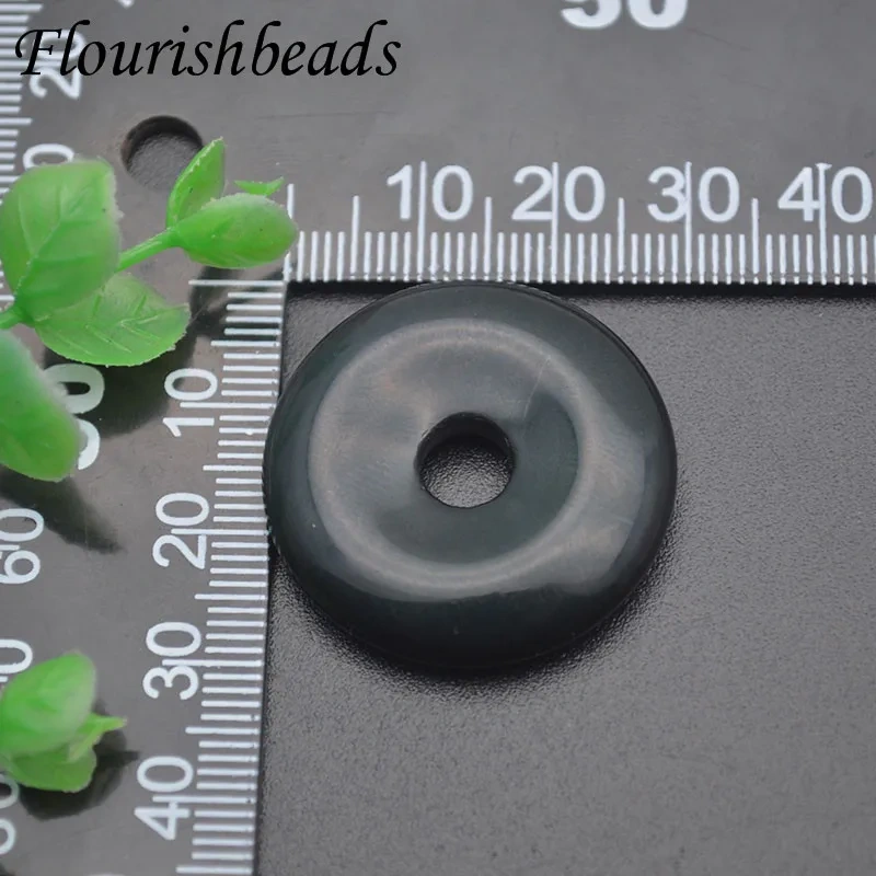 30mm Natural Stone Crystal Quartz Indian Agate Donut Charms Pendant for Diy Jewelry Making Necklace Earrings 5pcs