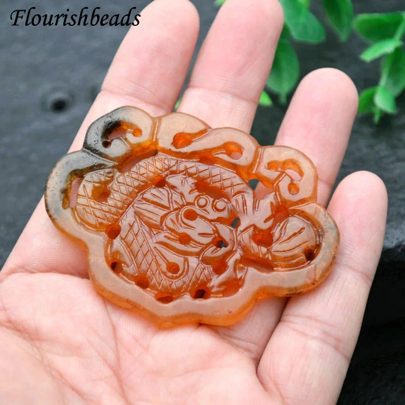 Natural Antique Hsiuyen Xiu Jade Carved Chinese Dragon Gemstone Pendant for Jewelry Gift 5pc Per Lot