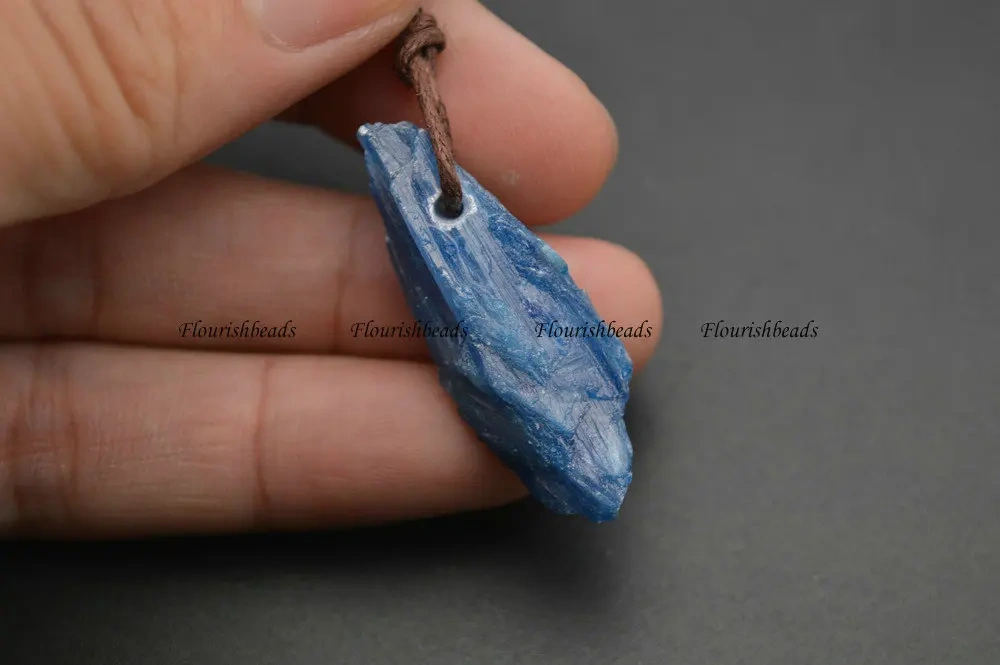 Wholesale Natural Gemstone Rough Stone Kyanite Pendants  for DIY Necklace Jewelry Making 10pc Per Lot
