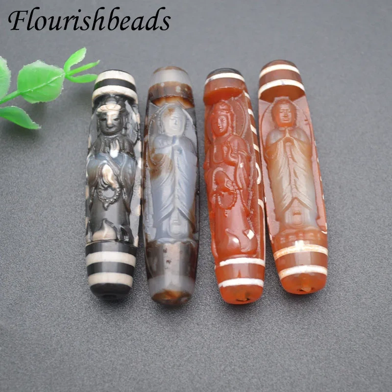 1-3pcs/lot Natural Agate Carved Guanyin Shape Vintage Pendant Tibetan Dzi Beads for DIY  Jewelry Prayer Necklace