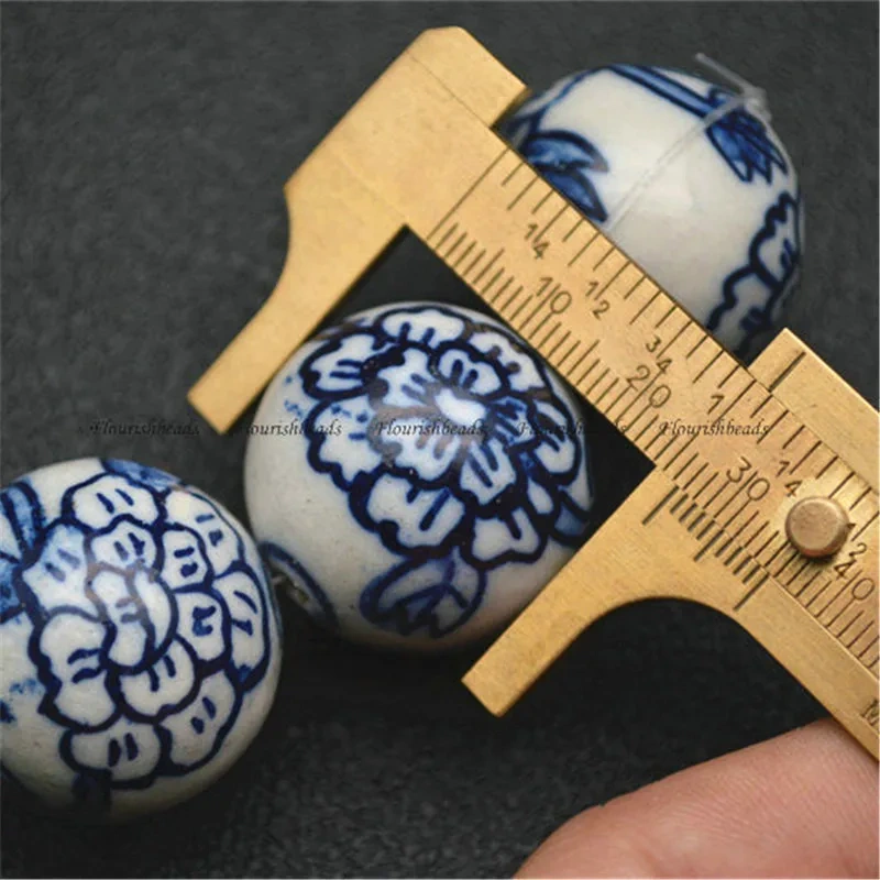 26mm Big Size Various Patterns Blue and White Porcelain Round Loose Beads DIY Materials for Bracelet Necklace Jewelry 5strands