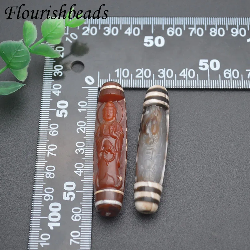 1-3pcs/lot Natural Agate Carved Guanyin Shape Vintage Pendant Tibetan Dzi Beads for DIY  Jewelry Prayer Necklace